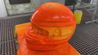 Casque karting – Fluo mat brillant & feuilles d’or (35)