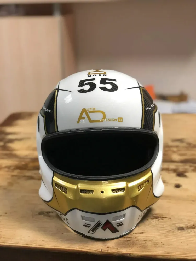 Casque compétition carbone – Or & blanc (14)